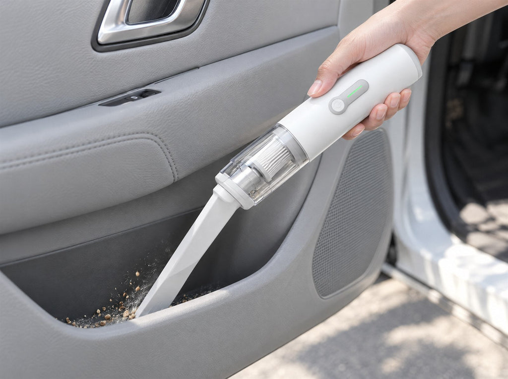 Cleaning a car door pocket with the crevice nozzle