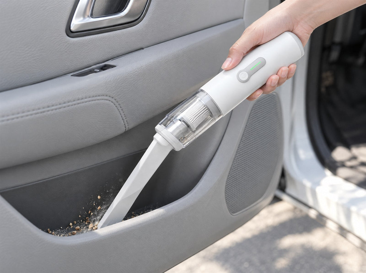 Cleaning a car door pocket with the crevice nozzle